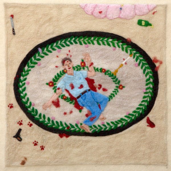 Michaela Younge_ 'Who killed Pieter Deon?', 2020, Merino wool on felt, 42 x 43 cm - R18, 000 (unframed)