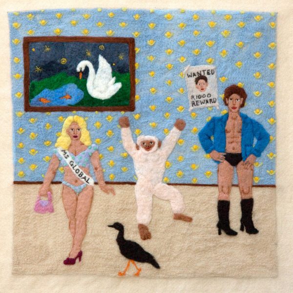 Michaela Younge_ 'She couldn’t place where she had seen him before?', 2020, Merino wool on felt, 42 x 43 cm - R18000 (unframed)