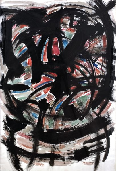 Wopko Jensma 

Large Abstract (after Kline), 1974

Watercolour on paper

103 x 68cm